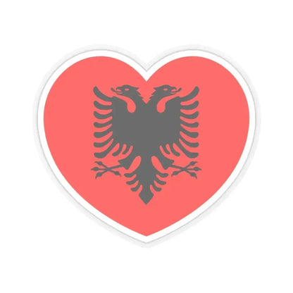 Heart Flag of Albania - STICKER Vinyl Kiss-Cut Decal 2 Inch Transparent - The Sticker Space