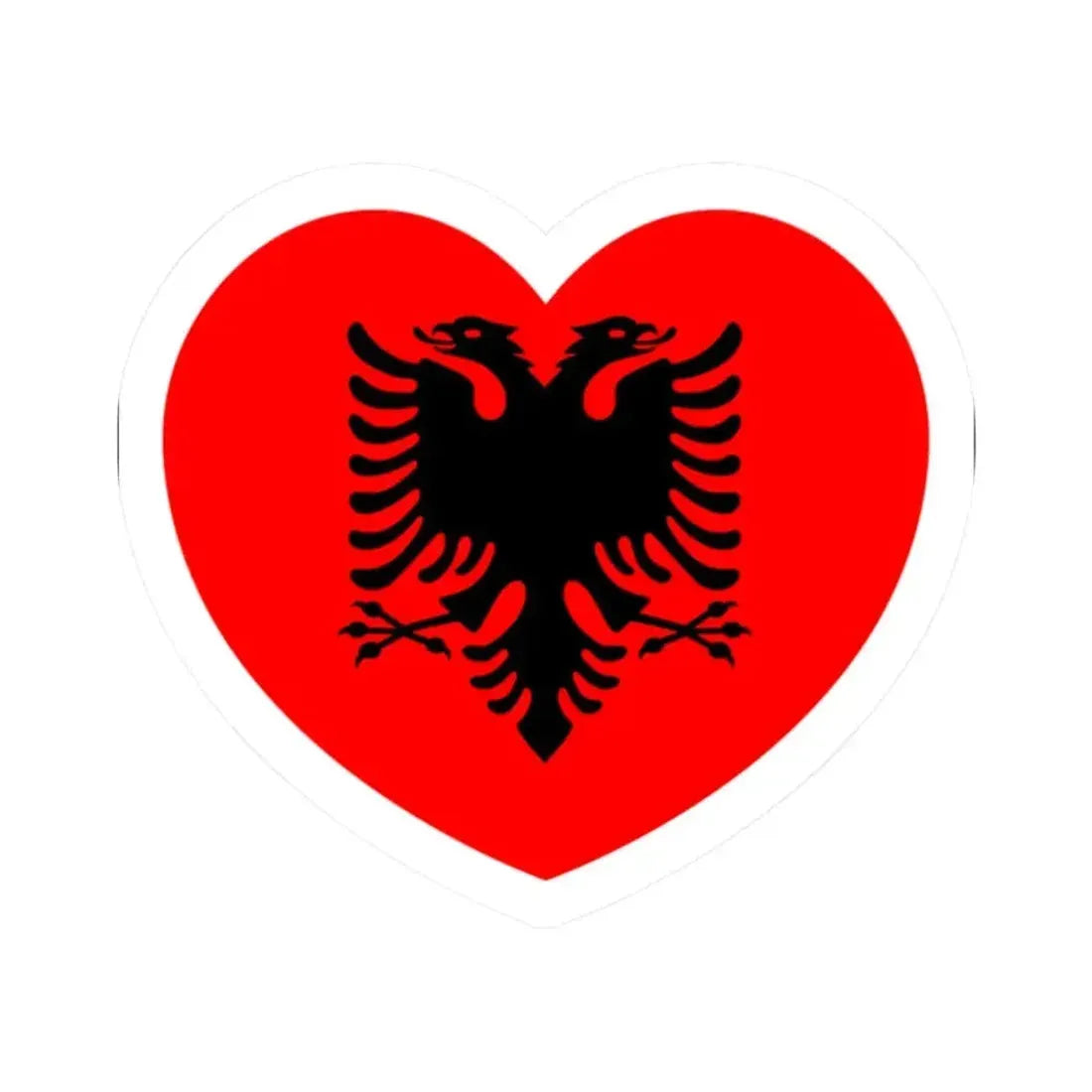 Heart Flag of Albania - STICKER Vinyl Kiss-Cut Decal 2 Inch White - The Sticker Space