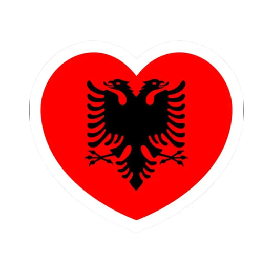 Heart Flag of Albania - STICKER Vinyl Kiss-Cut Decal 2 Inch White - The Sticker Space