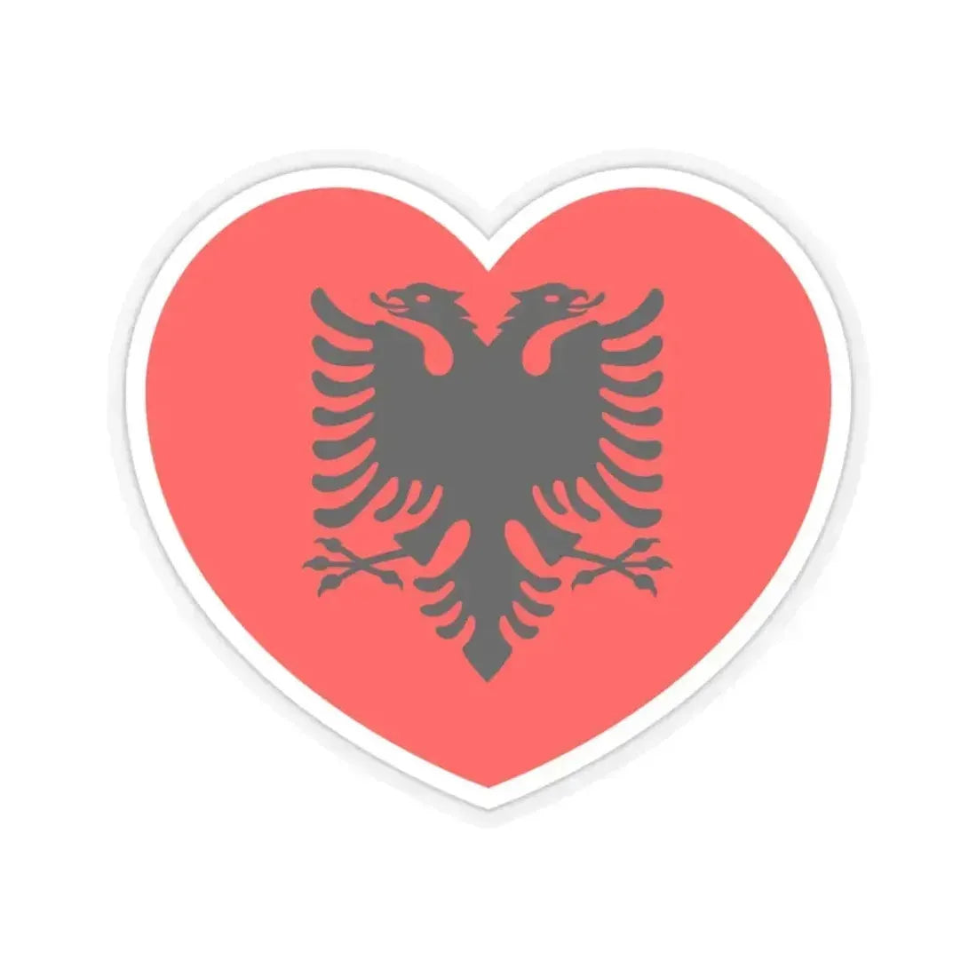 Heart Flag of Albania - STICKER Vinyl Kiss-Cut Decal 3 Inch Transparent - The Sticker Space