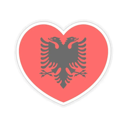 Heart Flag of Albania - STICKER Vinyl Kiss-Cut Decal 3 Inch Transparent - The Sticker Space