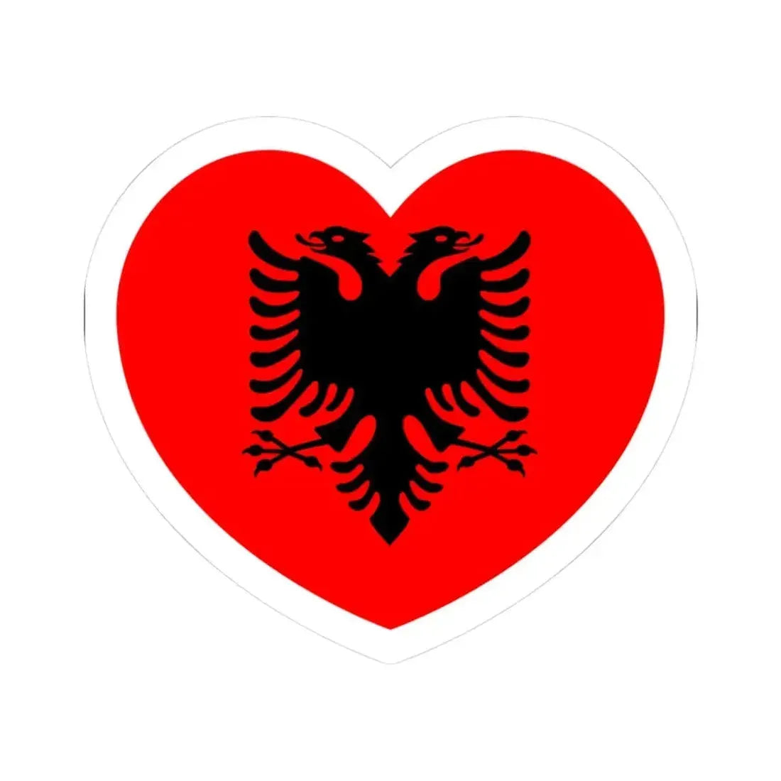 Heart Flag of Albania - STICKER Vinyl Kiss-Cut Decal 3 Inch White - The Sticker Space