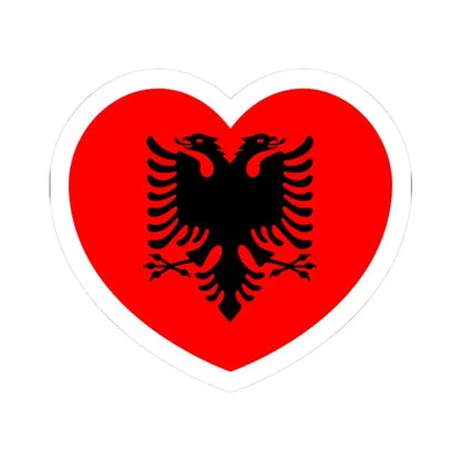 Heart Flag of Albania - STICKER Vinyl Kiss-Cut Decal 3 Inch White - The Sticker Space