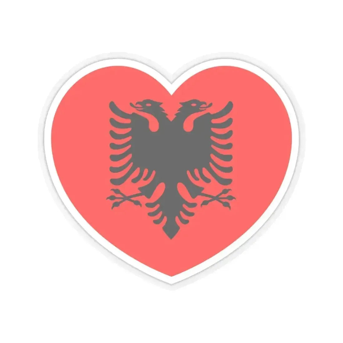 Heart Flag of Albania - STICKER Vinyl Kiss-Cut Decal 4 Inch Transparent - The Sticker Space
