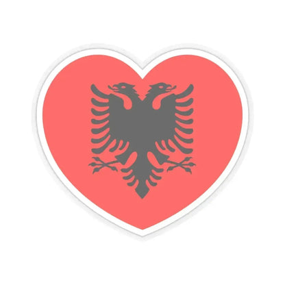 Heart Flag of Albania - STICKER Vinyl Kiss-Cut Decal 4 Inch Transparent - The Sticker Space
