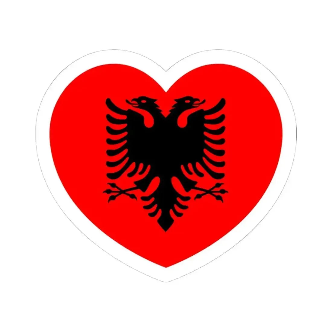 Heart Flag of Albania - STICKER Vinyl Kiss-Cut Decal 4 Inch White - The Sticker Space