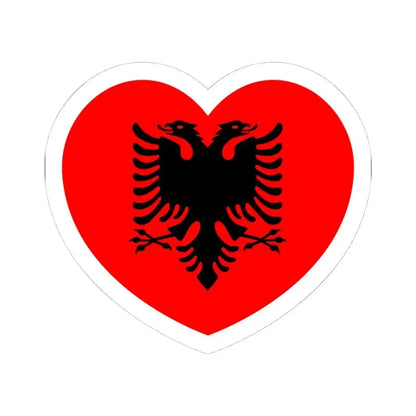 Heart Flag of Albania - STICKER Vinyl Kiss-Cut Decal 4 Inch White - The Sticker Space