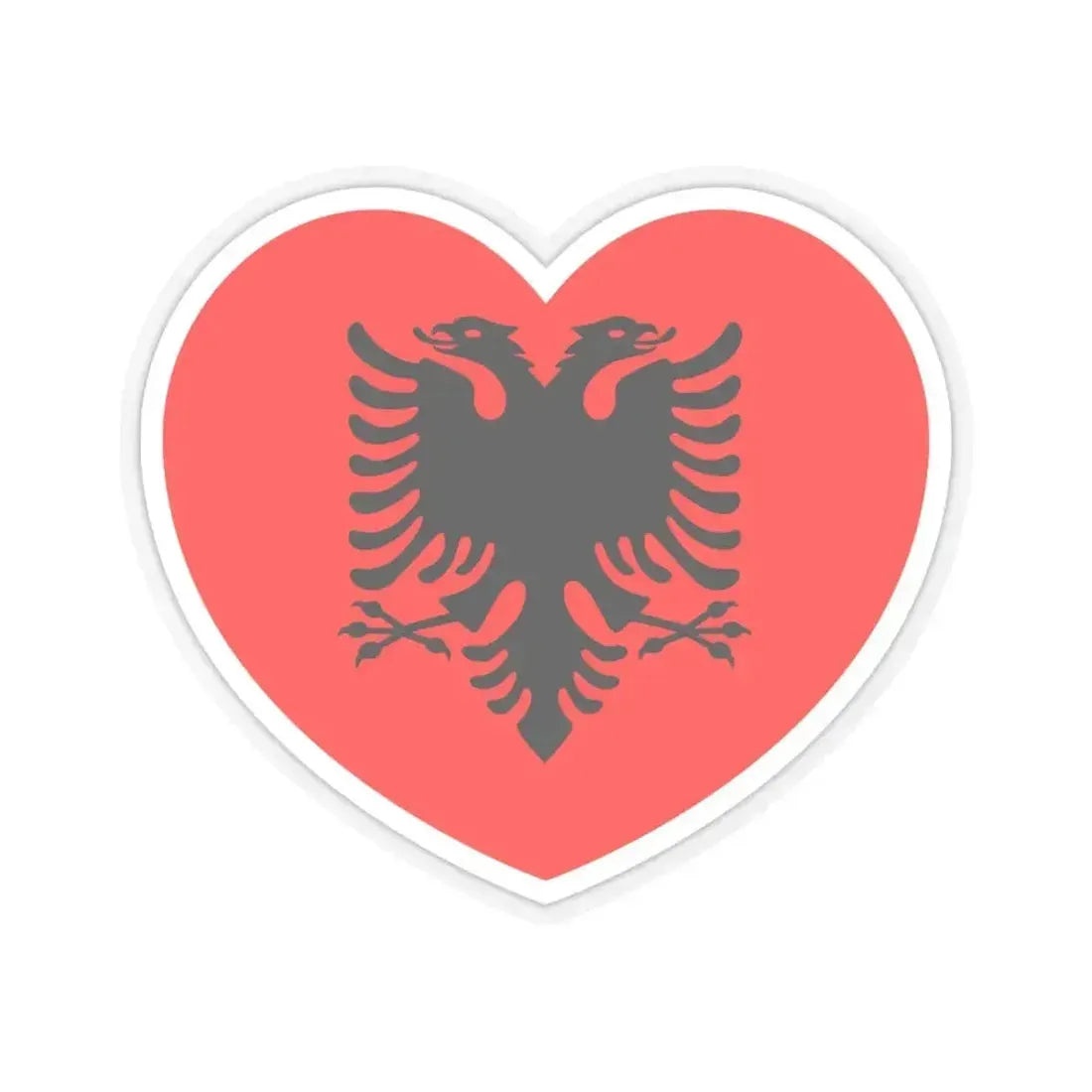Heart Flag of Albania - STICKER Vinyl Kiss-Cut Decal 6 Inch Transparent - The Sticker Space