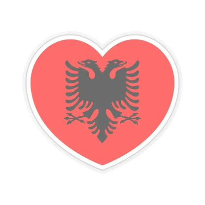 Heart Flag of Albania - STICKER Vinyl Kiss-Cut Decal 6 Inch Transparent - The Sticker Space