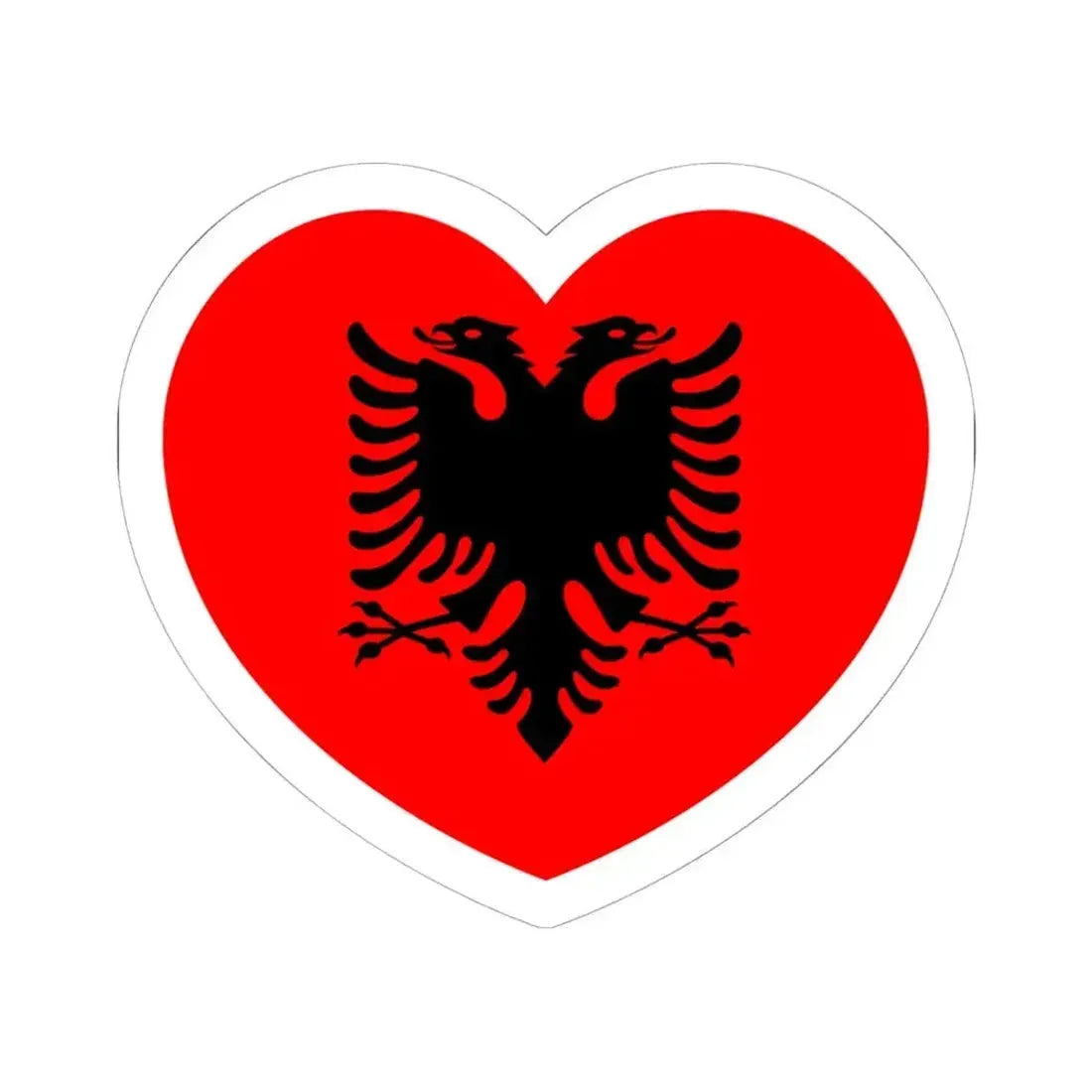 Heart Flag of Albania - STICKER Vinyl Kiss-Cut Decal 6 Inch White - The Sticker Space