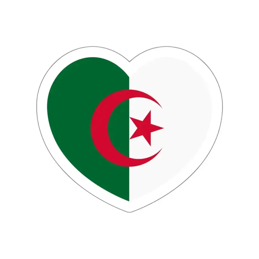 Heart Flag of Algeria - STICKER Vinyl Die-Cut Decal White Die-Cut 4 Inch - The Sticker Space