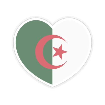Heart Flag of Algeria - STICKER Vinyl Kiss-Cut Decal 4 Inch Transparent - The Sticker Space