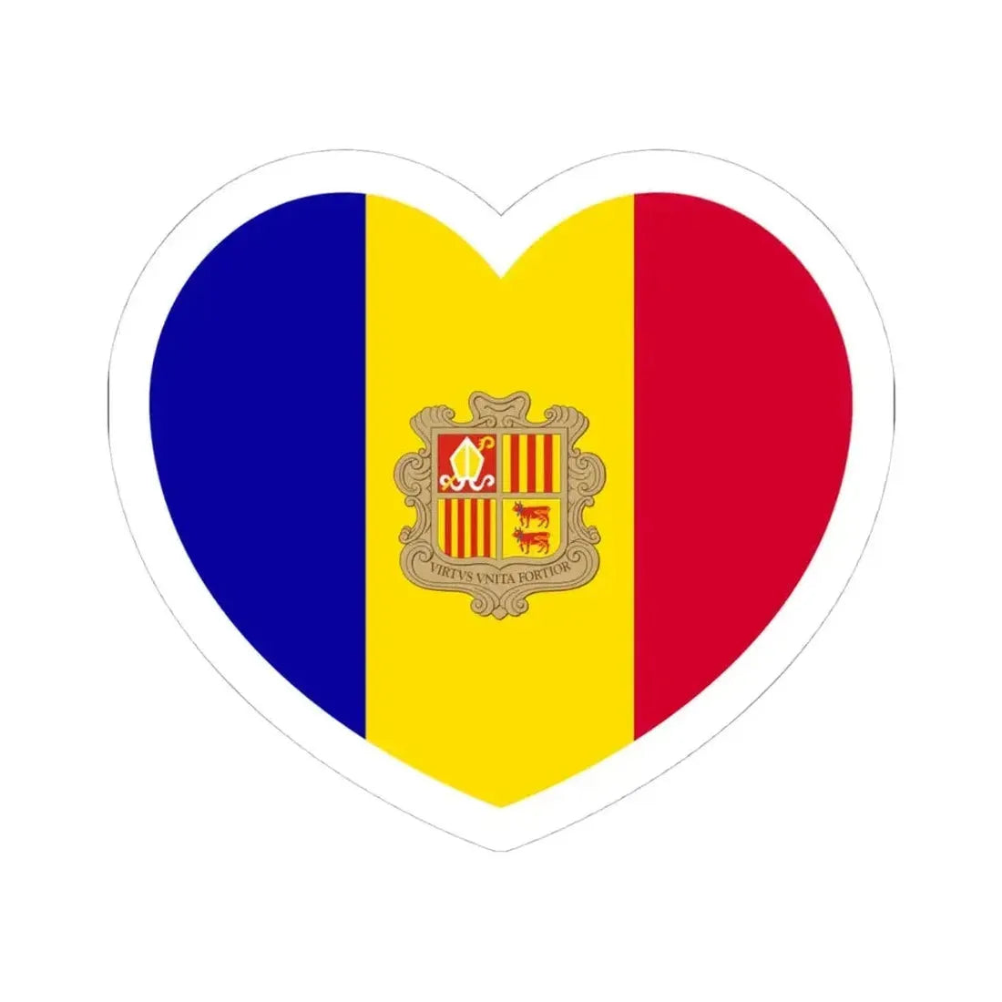 Heart Flag of Andorra - STICKER Vinyl Kiss-Cut Decal 4 Inch White - The Sticker Space