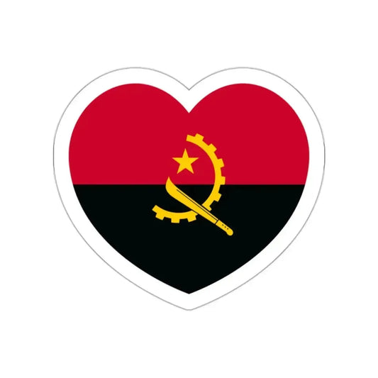 Heart Flag of Angola - STICKER Vinyl Die-Cut Decal White Die-Cut 2 Inch - The Sticker Space