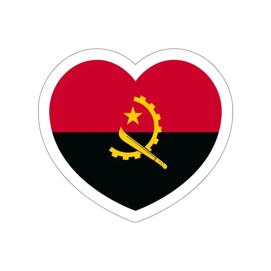 Heart Flag of Angola - STICKER Vinyl Die-Cut Decal White Die-Cut 3 Inch - The Sticker Space