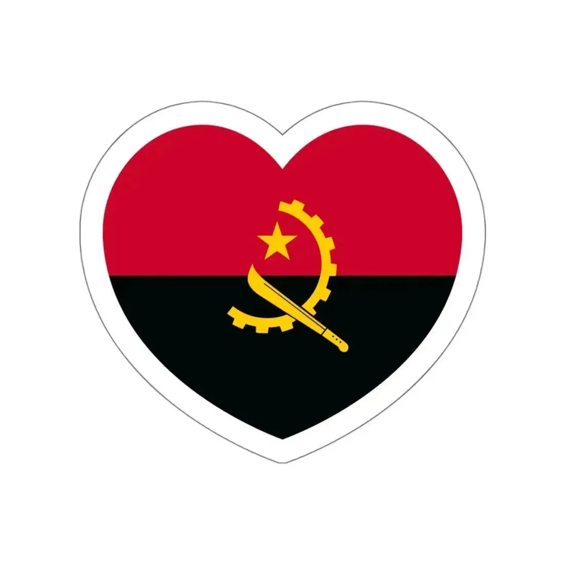 Heart Flag of Angola - STICKER Vinyl Die-Cut Decal White Die-Cut 6 Inch - The Sticker Space