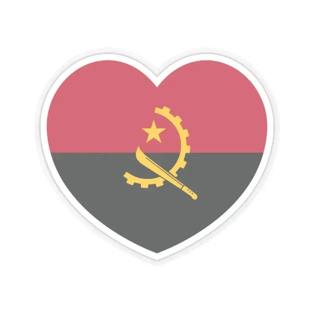 Heart Flag of Angola - STICKER Vinyl Kiss-Cut Decal 2 Inch Transparent - The Sticker Space