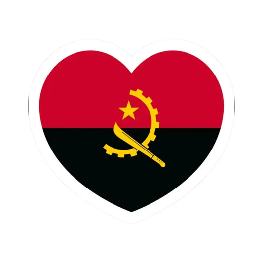 Heart Flag of Angola - STICKER Vinyl Kiss-Cut Decal 2 Inch White - The Sticker Space