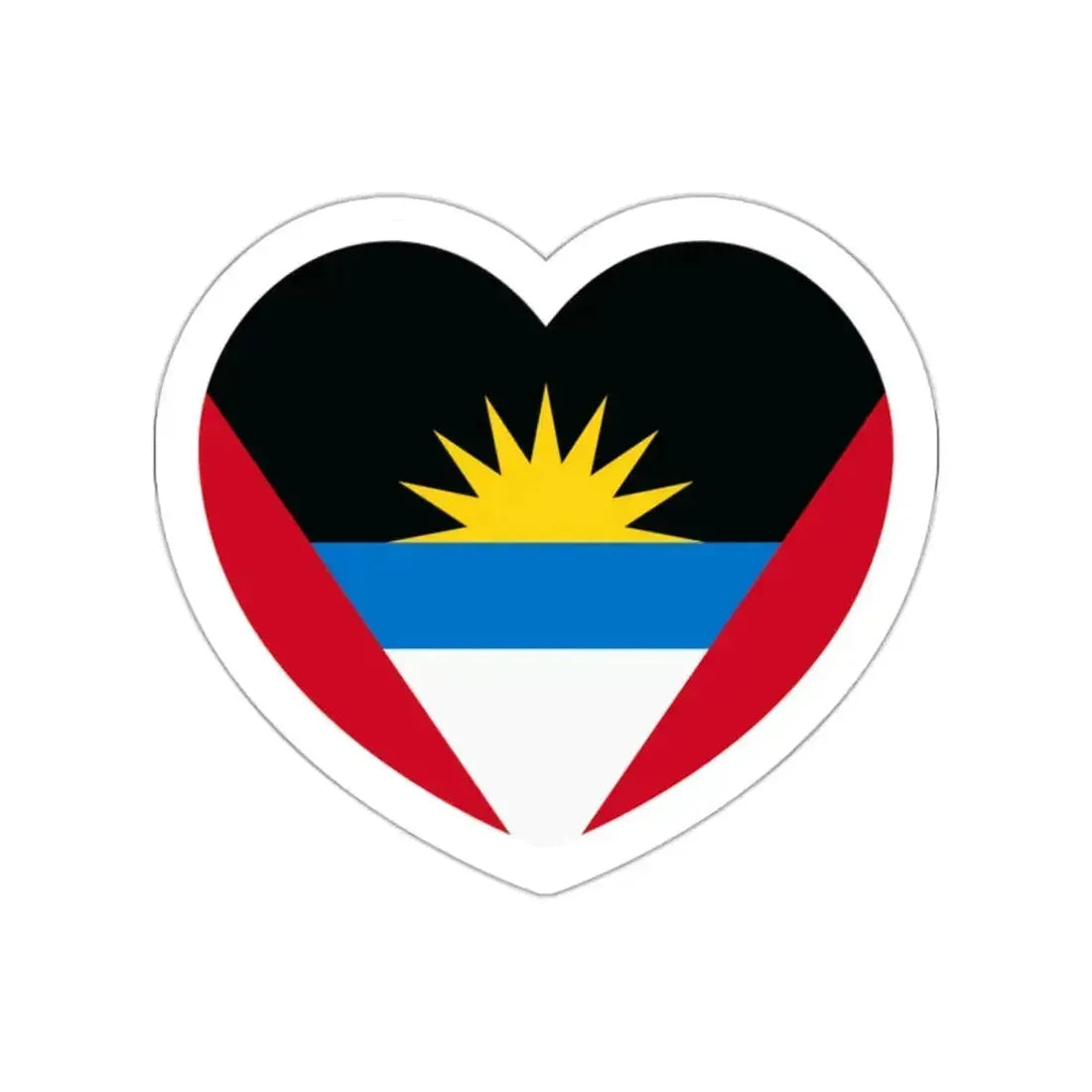 Heart Flag of Antigua and Barbuda - STICKER Vinyl Die-Cut Decal White Die-Cut 2 Inch - The Sticker Space