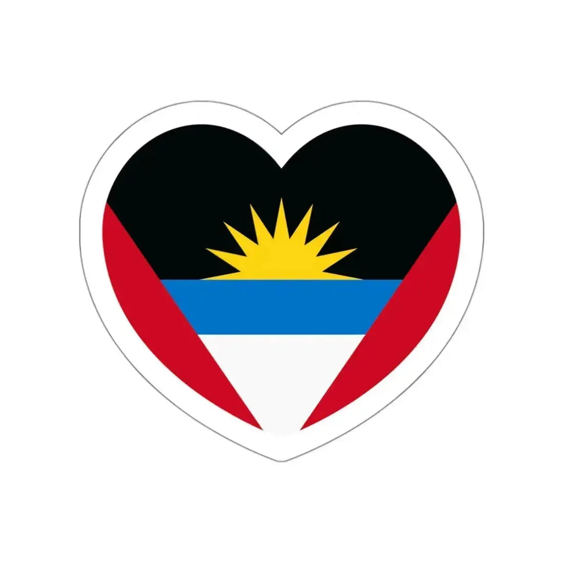 Heart Flag of Antigua and Barbuda - STICKER Vinyl Die-Cut Decal White Die-Cut 3 Inch - The Sticker Space
