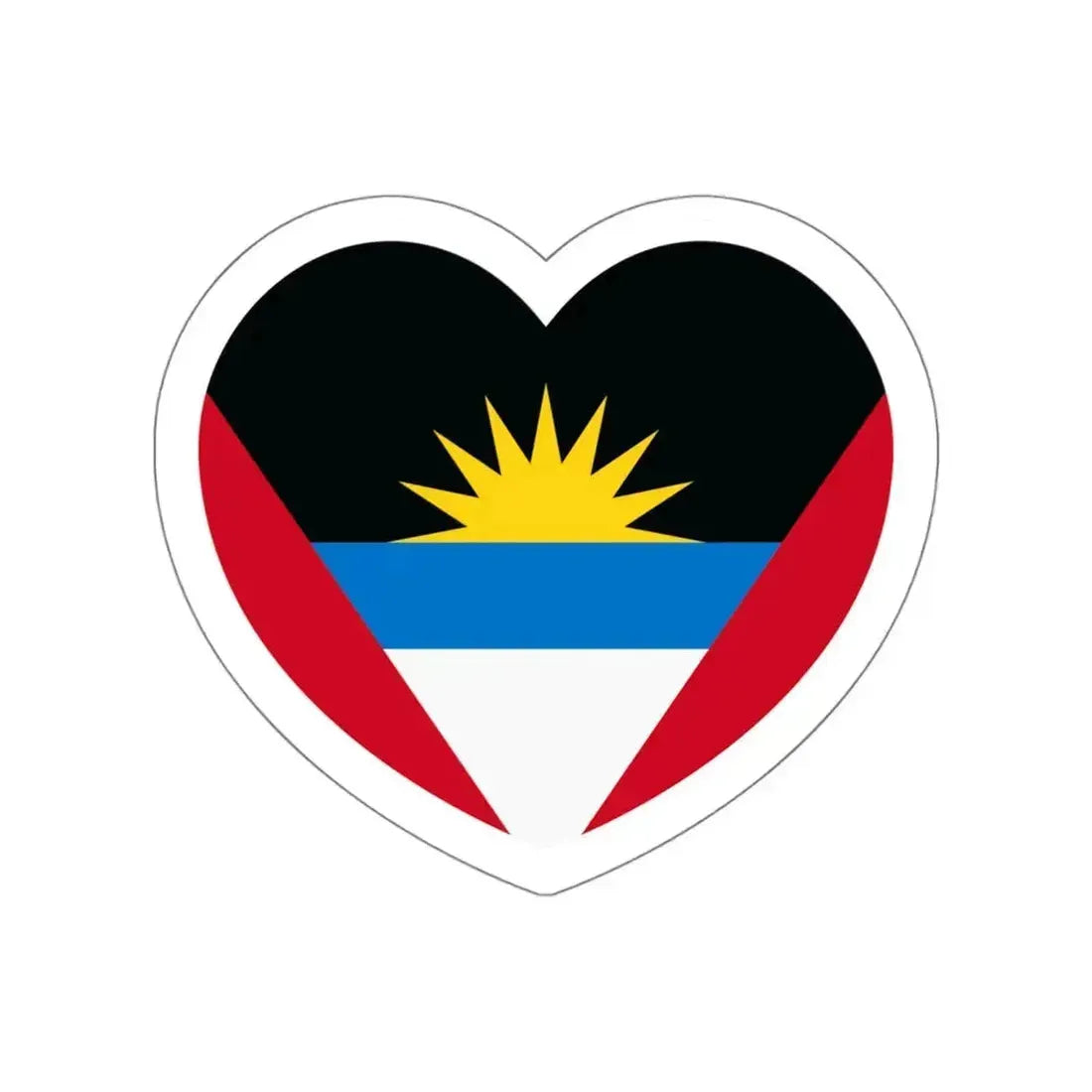 Heart Flag of Antigua and Barbuda - STICKER Vinyl Die-Cut Decal White Die-Cut 6 Inch - The Sticker Space