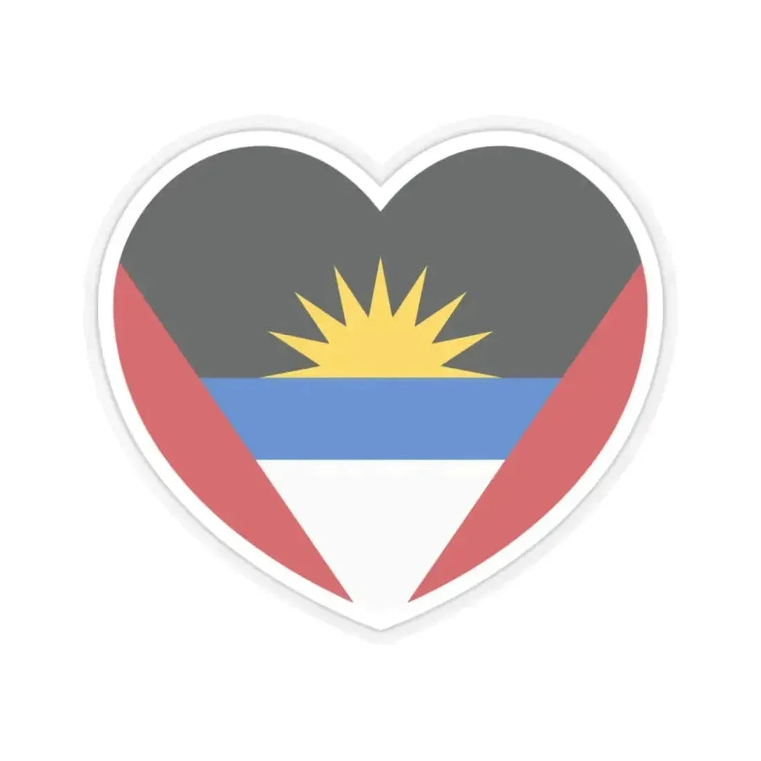 Heart Flag of Antigua and Barbuda - STICKER Vinyl Kiss-Cut Decal 2 Inch Transparent - The Sticker Space