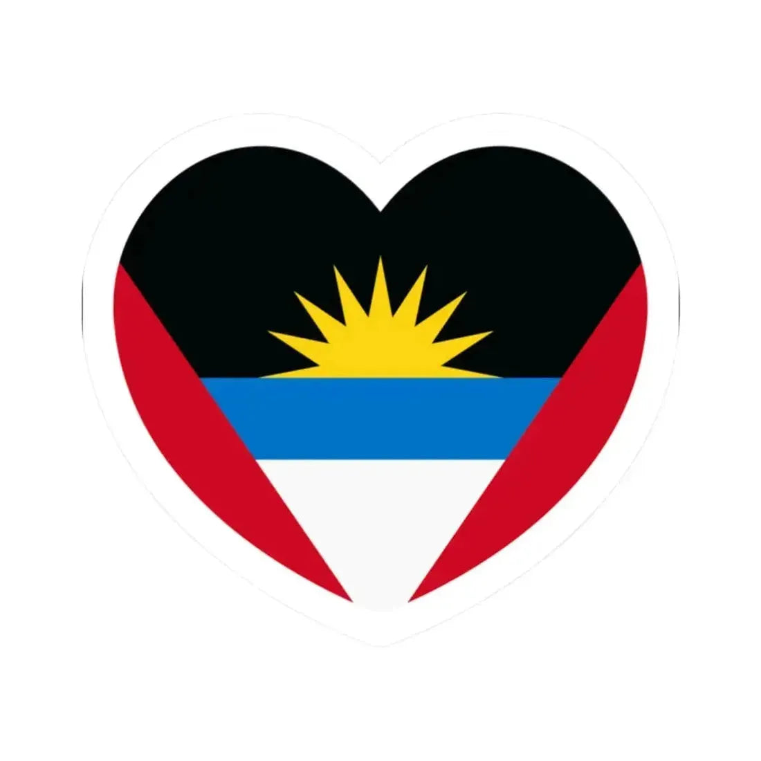 Heart Flag of Antigua and Barbuda - STICKER Vinyl Kiss-Cut Decal 2 Inch White - The Sticker Space