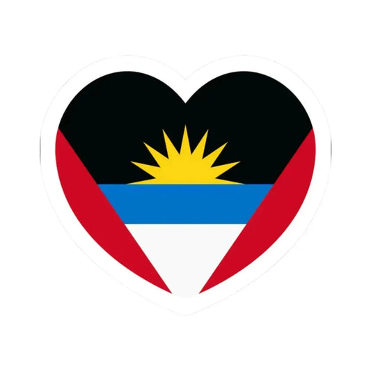 Heart Flag of Antigua and Barbuda - STICKER Vinyl Kiss-Cut Decal 2 Inch White - The Sticker Space