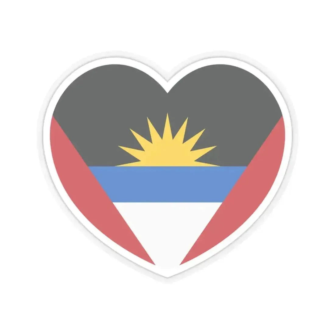 Heart Flag of Antigua and Barbuda - STICKER Vinyl Kiss-Cut Decal 3 Inch Transparent - The Sticker Space