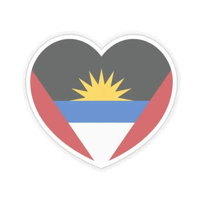Heart Flag of Antigua and Barbuda - STICKER Vinyl Kiss-Cut Decal 3 Inch Transparent - The Sticker Space