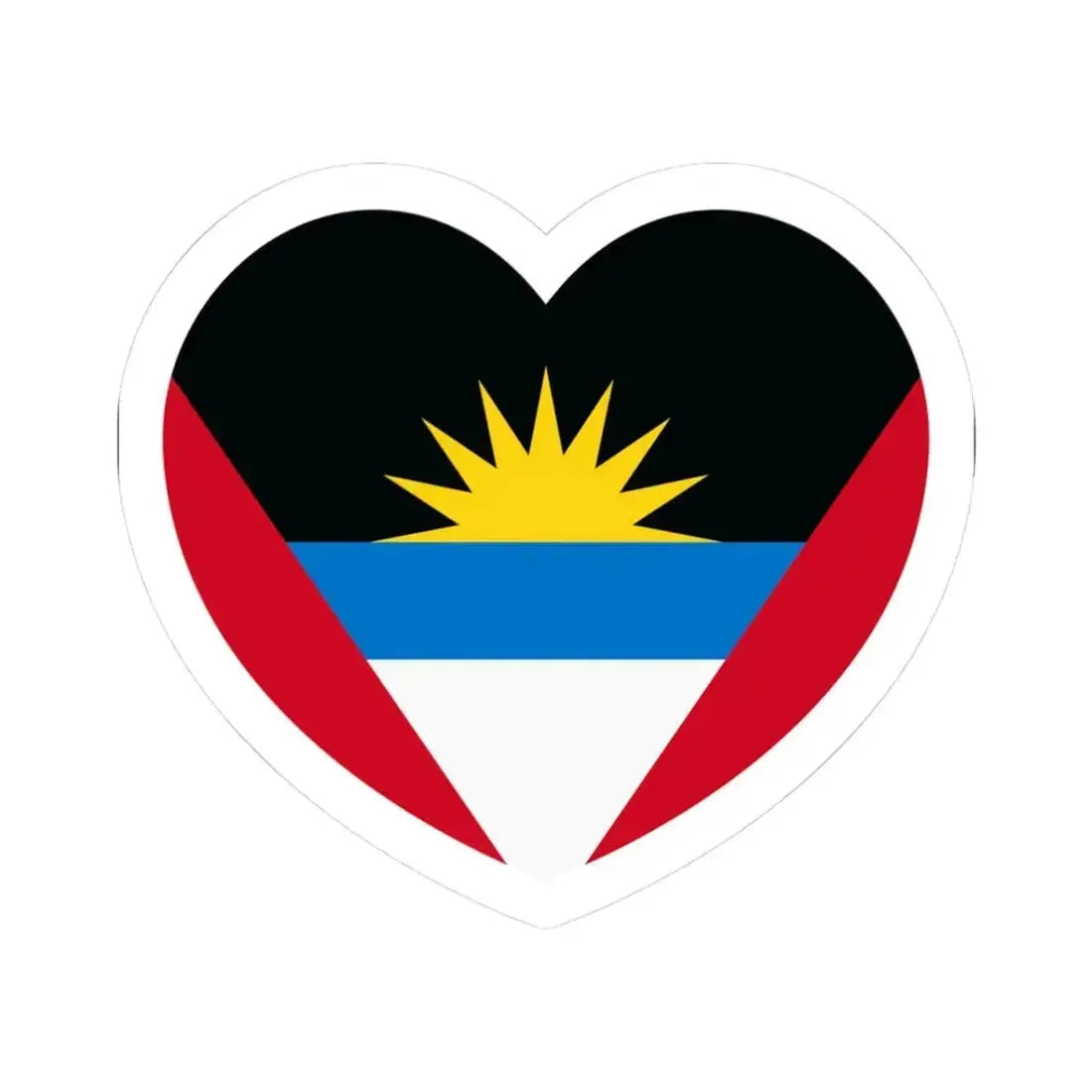 Heart Flag of Antigua and Barbuda - STICKER Vinyl Kiss-Cut Decal 3 Inch White - The Sticker Space