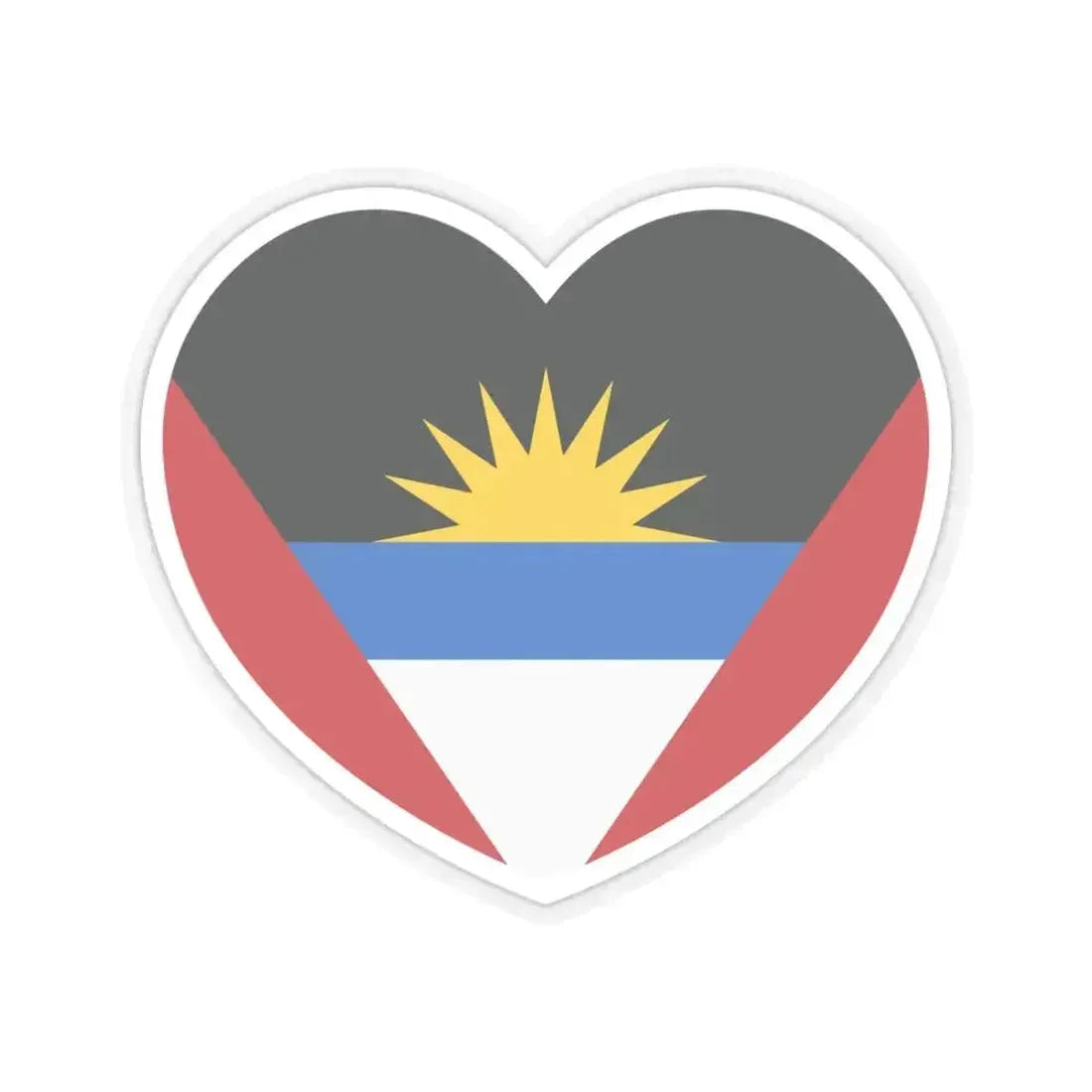Heart Flag of Antigua and Barbuda - STICKER Vinyl Kiss-Cut Decal 4 Inch Transparent - The Sticker Space