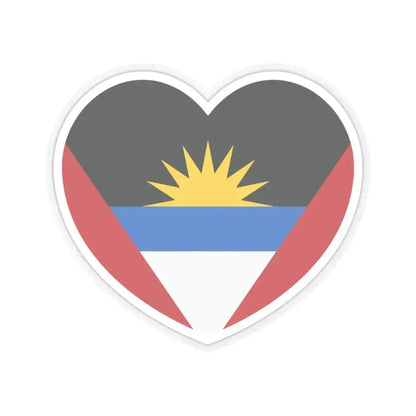 Heart Flag of Antigua and Barbuda - STICKER Vinyl Kiss-Cut Decal 4 Inch Transparent - The Sticker Space