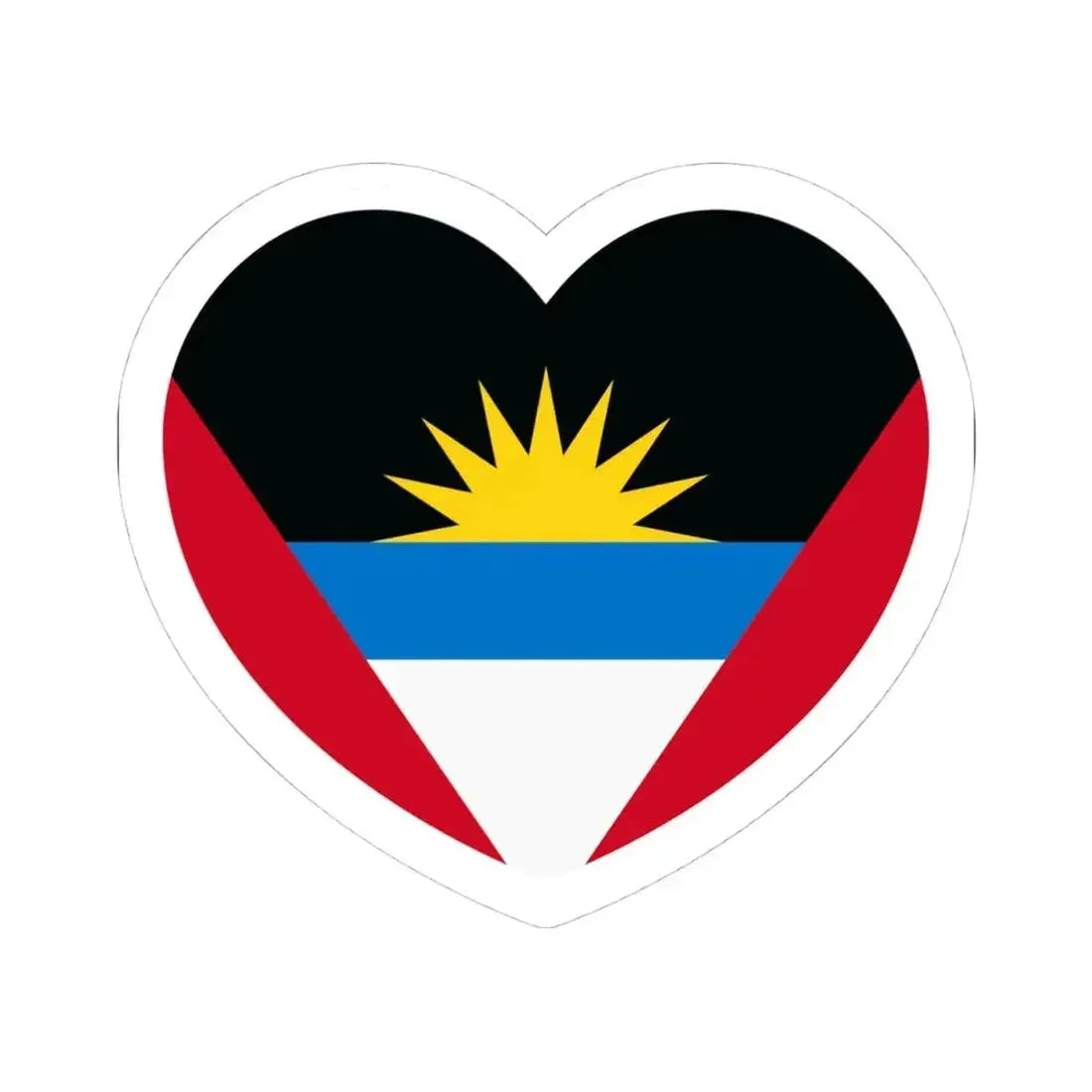 Heart Flag of Antigua and Barbuda - STICKER Vinyl Kiss-Cut Decal 4 Inch White - The Sticker Space