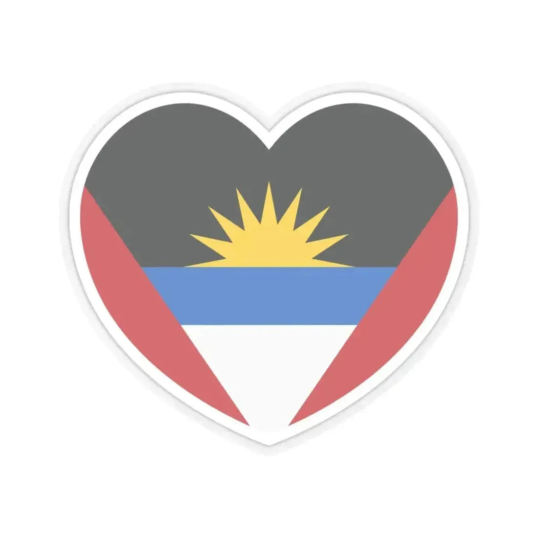 Heart Flag of Antigua and Barbuda - STICKER Vinyl Kiss-Cut Decal 6 Inch Transparent - The Sticker Space