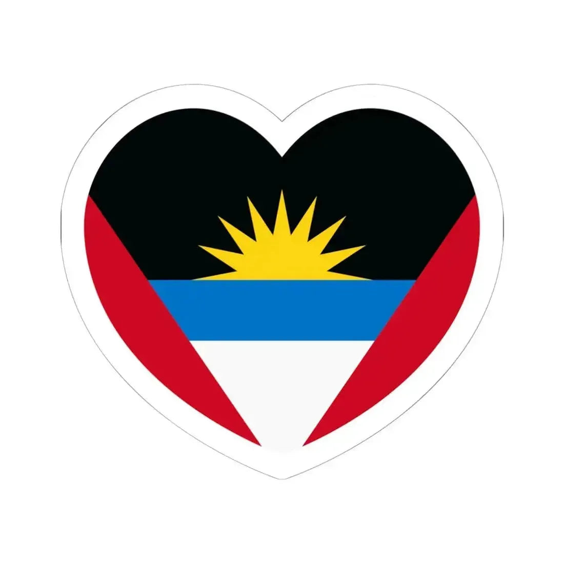 Heart Flag of Antigua and Barbuda - STICKER Vinyl Kiss-Cut Decal 6 Inch White - The Sticker Space