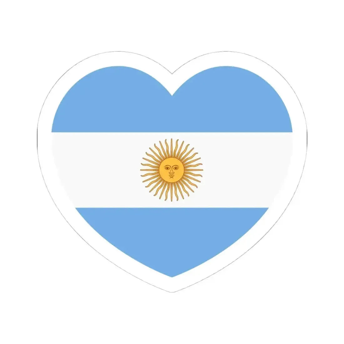 Heart Flag of Argentina 1861-2010 - STICKER Vinyl Kiss-Cut Decal 4 Inch White - The Sticker Space
