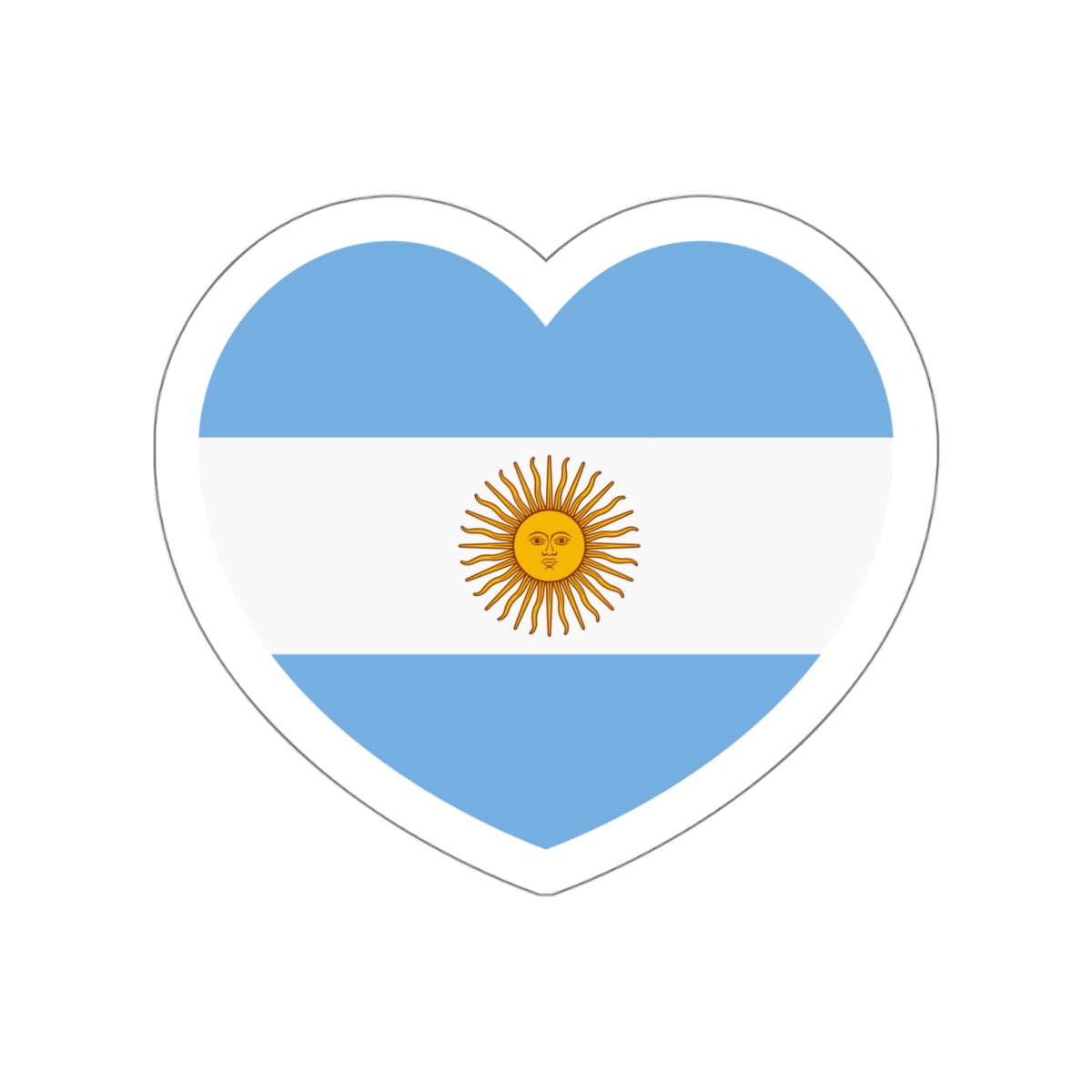 Heart Flag of Argentina - STICKER Vinyl Die-Cut Decal-White-The Sticker Space