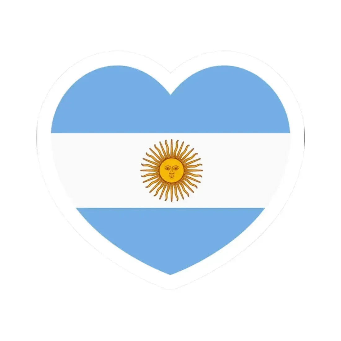 Heart Flag of Argentina - STICKER Vinyl Kiss-Cut Decal 2 Inch White - The Sticker Space