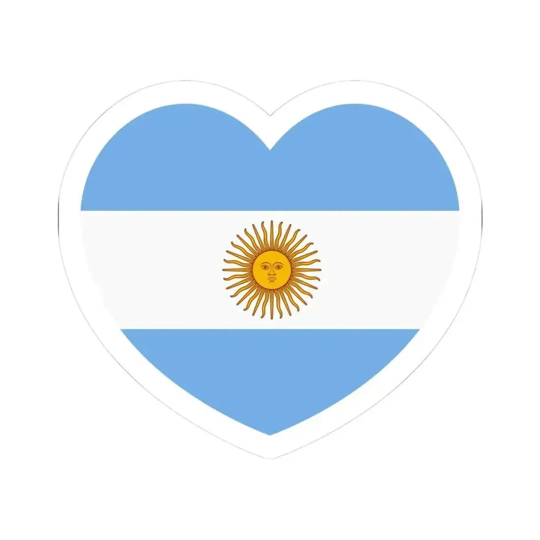 Heart Flag of Argentina - STICKER Vinyl Kiss-Cut Decal 3 Inch White - The Sticker Space