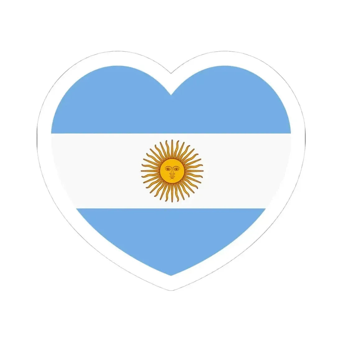 Heart Flag of Argentina - STICKER Vinyl Kiss-Cut Decal 4 Inch White - The Sticker Space