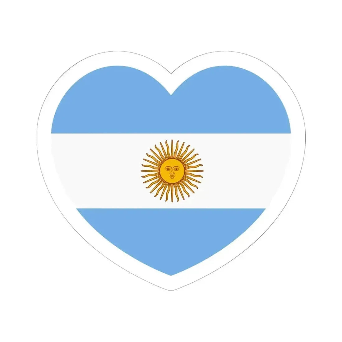 Heart Flag of Argentina - STICKER Vinyl Kiss-Cut Decal 6 Inch White - The Sticker Space