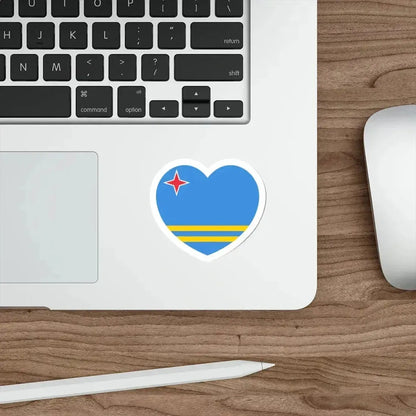 Heart Flag of Aruba - STICKER Vinyl Die-Cut Decal - The Sticker Space