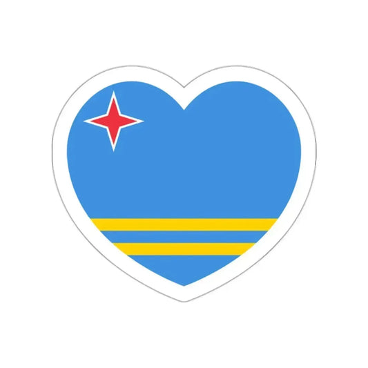 Heart Flag of Aruba - STICKER Vinyl Die-Cut Decal White Die-Cut 2 Inch - The Sticker Space