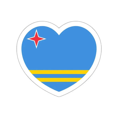 Heart Flag of Aruba - STICKER Vinyl Die-Cut Decal White Die-Cut 3 Inch - The Sticker Space