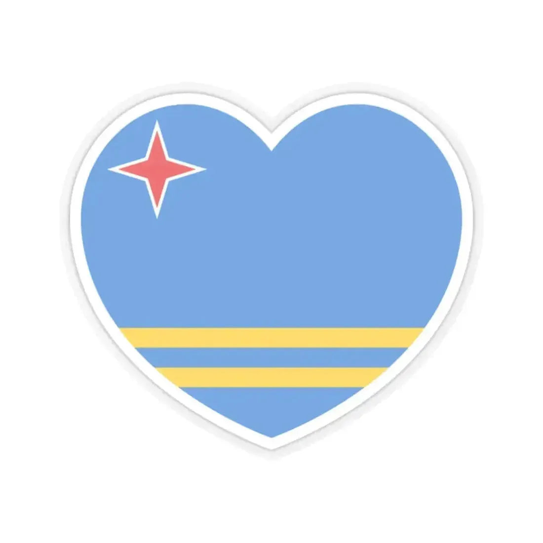 Heart Flag of Aruba - STICKER Vinyl Kiss-Cut Decal 2 Inch Transparent - The Sticker Space