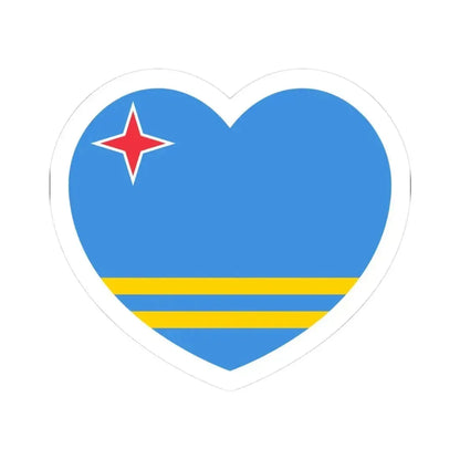 Heart Flag of Aruba - STICKER Vinyl Kiss-Cut Decal 3 Inch White - The Sticker Space