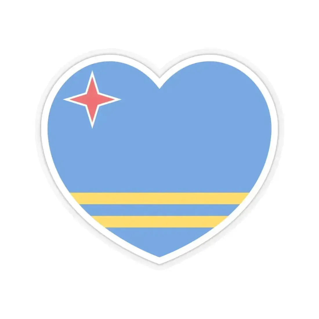 Heart Flag of Aruba - STICKER Vinyl Kiss-Cut Decal 6 Inch Transparent - The Sticker Space