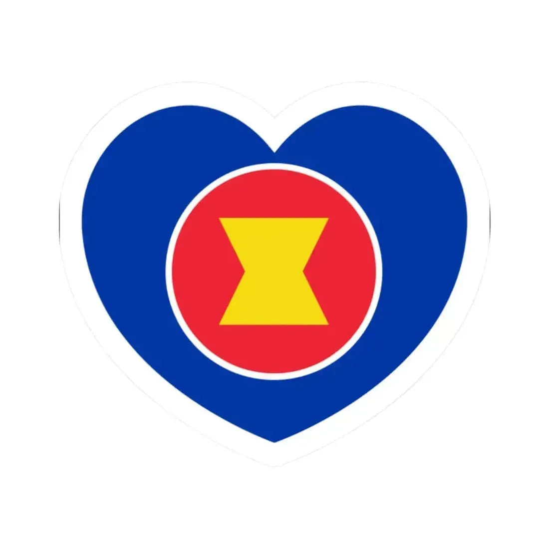 Heart Flag of ASEAN - STICKER Vinyl Kiss-Cut Decal 2 Inch White - The Sticker Space