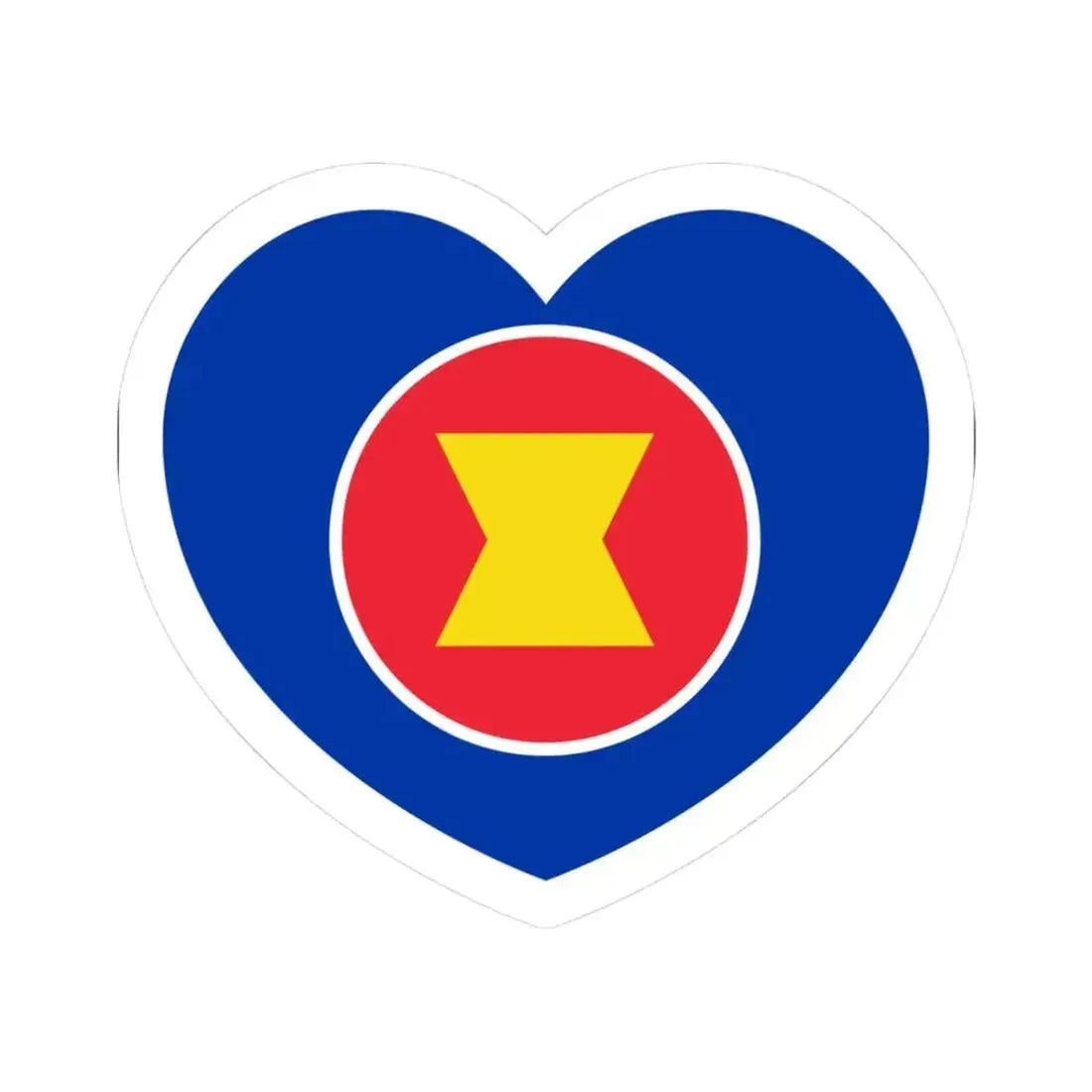 Heart Flag of ASEAN - STICKER Vinyl Kiss-Cut Decal 3 Inch White - The Sticker Space